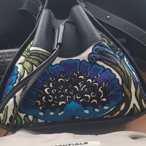 Calfskin Hammock Shoulder Floral Embroidered Bag